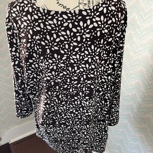 CJ Banks Black and White Floral Blouse
